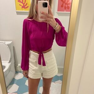 Super down pink long sleeve blouse